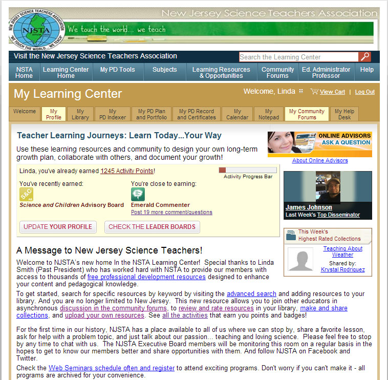 NSTA Learning Center tutorial from Crystal Ball Science